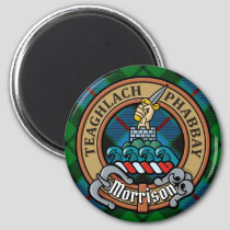 Clan Morrison Crest over Hunting Tartan Magnet