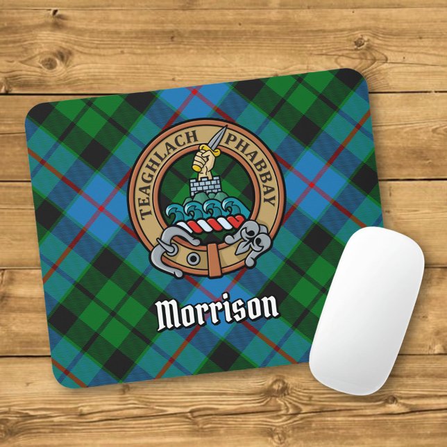 Clan Morrison Crest over Hunting Tartan Mouse Pad (Creator Uploaded)