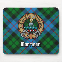 Clan Morrison Crest over Hunting Tartan Mouse Pad