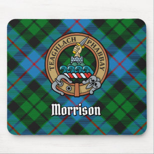 Clan Morrison Crest over Hunting Tartan Mouse Pad