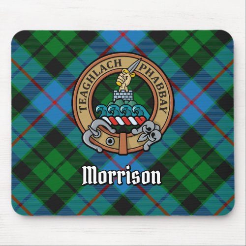 Clan Morrison Crest over Hunting Tartan Mouse Pad