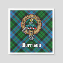 Clan Morrison Crest over Hunting Tartan Napkins