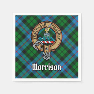 Clan Morrison Crest over Hunting Tartan Napkins