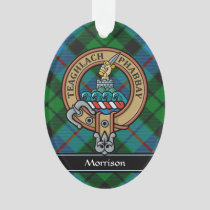 Clan Morrison Crest over Hunting Tartan Ornament