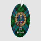 Clan Morrison Crest over Hunting Tartan Ornament (Front)