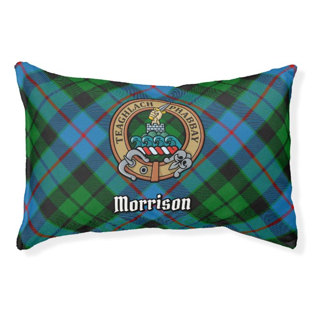 Clan Morrison Crest over Hunting Tartan Pet Bed (Front)