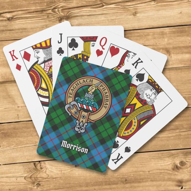 Clan Morrison Crest over Hunting Tartan Poker Cards (Creator Uploaded)