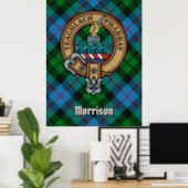 Clan Morrison Crest over Hunting Tartan Poster (Home Office)
