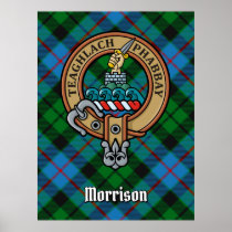 Clan Morrison Crest over Hunting Tartan Poster
