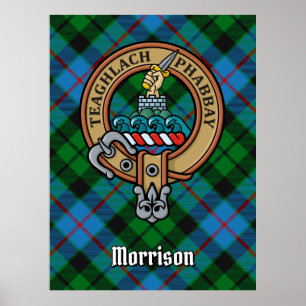 Clan Morrison Crest over Hunting Tartan Poster