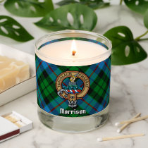 Clan Morrison Crest over Hunting Tartan Scented Candle