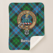 Clan Morrison Crest over Hunting Tartan Sherpa Blanket