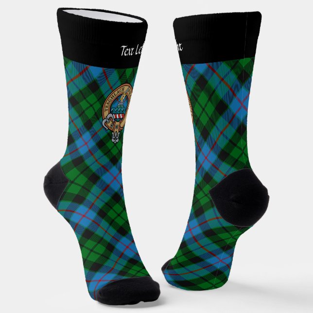 Clan Morrison Crest over Hunting Tartan Socks (Angled)