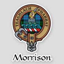 Clan Morrison Crest over Hunting Tartan Sticker