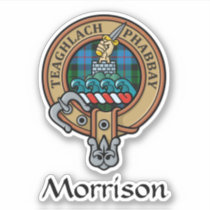Clan Morrison Crest over Hunting Tartan Sticker