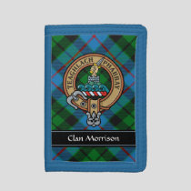 Clan Morrison Crest over Hunting Tartan Trifold Wallet