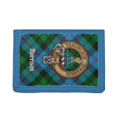 Clan Morrison Crest over Hunting Tartan Trifold Wallet (Front)