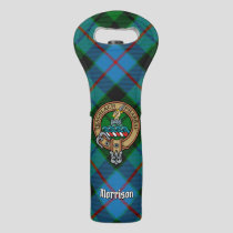 Clan Morrison Crest over Hunting Tartan Wine Bag