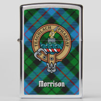 Clan Morrison Crest over Hunting Tartan Zippo Lighter