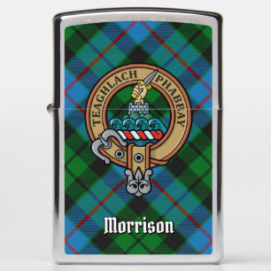 Clan Morrison Crest over Hunting Tartan Zippo Lighter