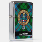 Clan Morrison Crest over Hunting Tartan Zippo Lighter (Right)