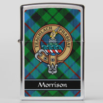 Clan Morrison Crest over Hunting Tartan Zippo Lighter