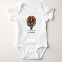 Clan Morrison Crest over Red Tartan Baby Bodysuit