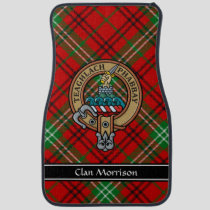 Clan Morrison Crest over Red Tartan Car Floor Mat
