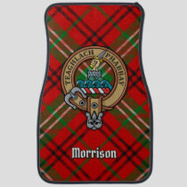 Clan Morrison Crest over Red Tartan Car Floor Mat