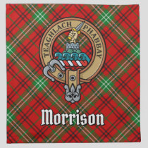 Clan Morrison Crest over Red Tartan Cloth Napkin