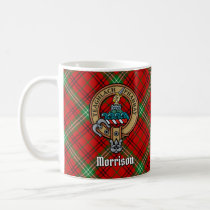 Clan Morrison Crest over Red Tartan Coffee Mug