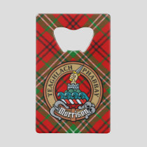 Clan Morrison Crest over Red Tartan Credit Card Bottle Opener