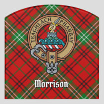 Clan Morrison Crest over Red Tartan Door Sign