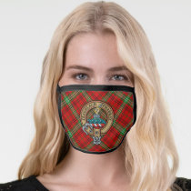 Clan Morrison Crest over Red Tartan Face Mask