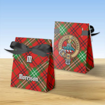 Clan Morrison Crest over Red Tartan Favor Box