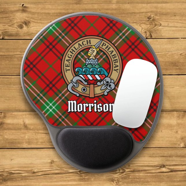 Clan Morrison Crest over Red Tartan Gel Mouse Pad (Creator Uploaded)