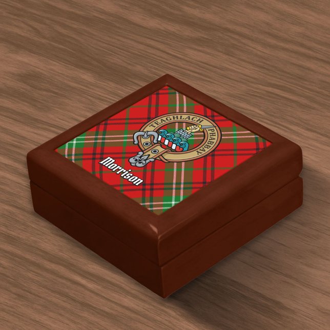 Clan Morrison Crest over Red Tartan Gift Box (Creator Uploaded)