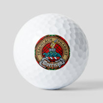 Clan Morrison Crest over Red Tartan Golf Balls