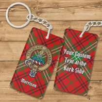 Clan Morrison Crest over Red Tartan Keychain