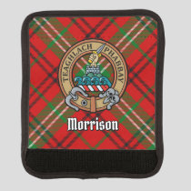 Clan Morrison Crest over Red Tartan Luggage Handle Wrap