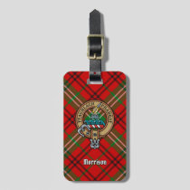 Clan Morrison Crest over Red Tartan Luggage Tag