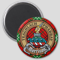 Clan Morrison Crest over Red Tartan Magnet