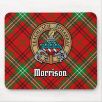 Clan Morrison Crest over Red Tartan Mouse Pad