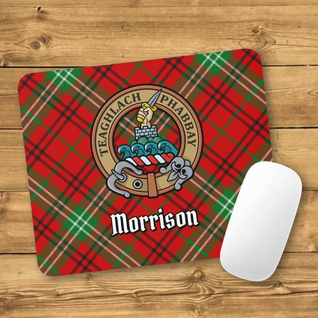 Clan Morrison Crest over Red Tartan Mouse Pad (Creator Uploaded)