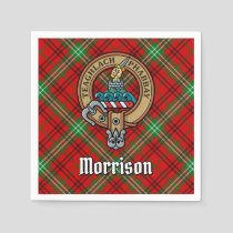 Clan Morrison Crest over Red Tartan Napkins