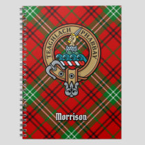 Clan Morrison Crest over Red Tartan Notebook