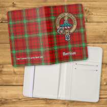Clan Morrison Crest over Red Tartan Passport Holder