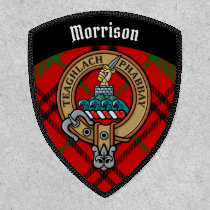 Clan Morrison Crest over Red Tartan Patch