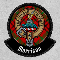 Clan Morrison Crest over Red Tartan Patch
