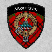 Clan Morrison Crest over Red Tartan Patch